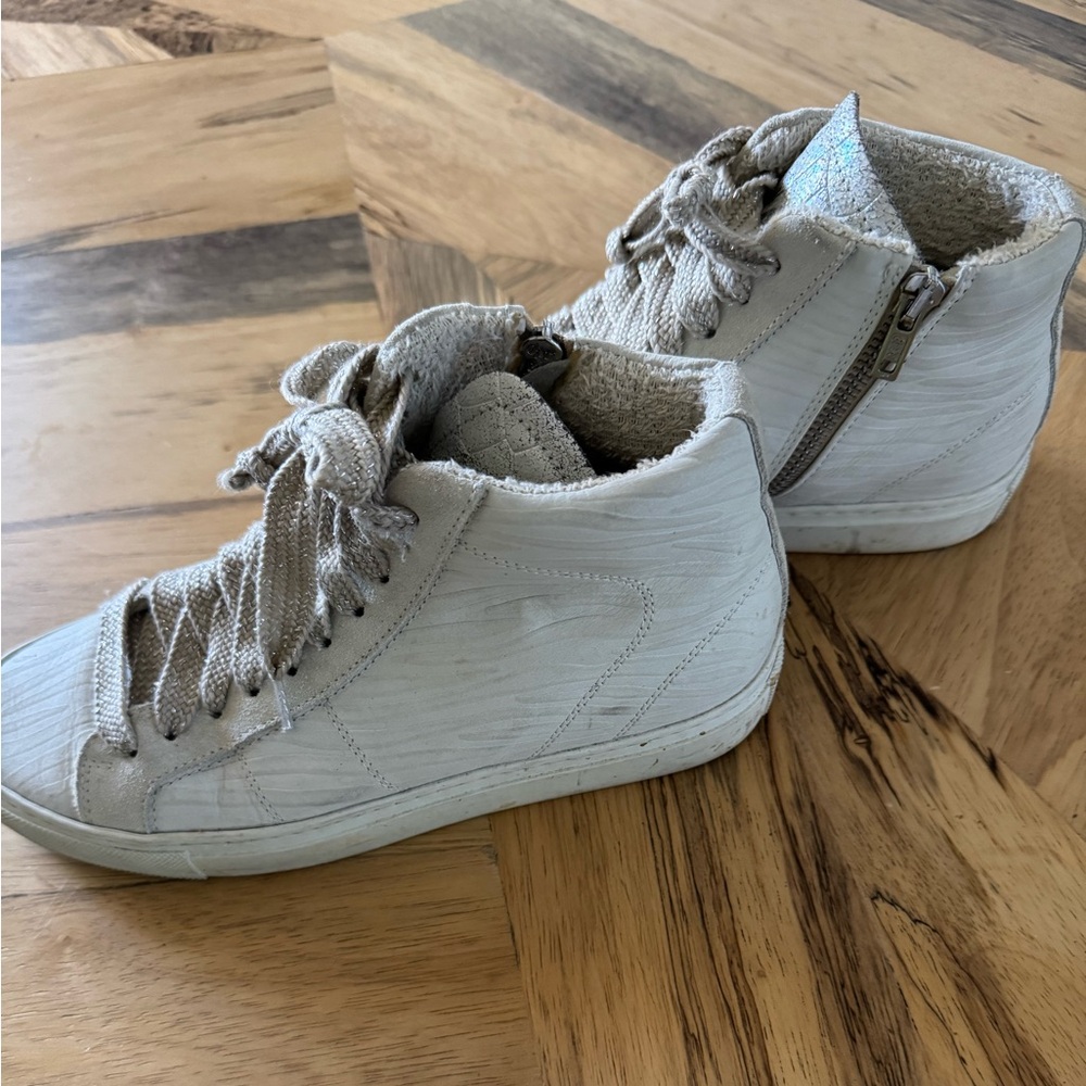 P448 White Sneakers Textured high top 37 - Picture 4 of 8